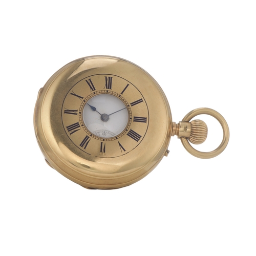 270 - E. Dobell, Hastings, an 18ct gold half hunter pocket watch, case number 76639, hallmarks for London ... 