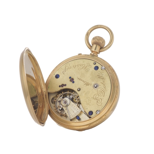 270 - E. Dobell, Hastings, an 18ct gold half hunter pocket watch, case number 76639, hallmarks for London ... 