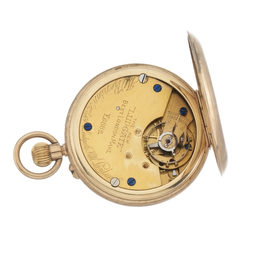 272 - J.W. Benson, London, a 9ct gold half-hunter pocket watch, hallmarks for London 1934, with monogram e... 