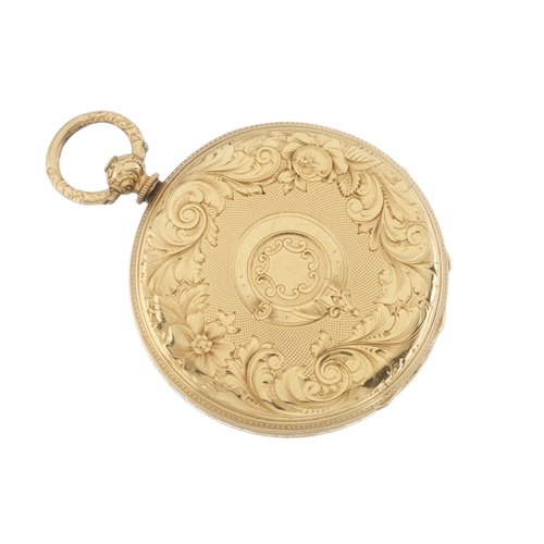 275 - Mathey, Geneve, an 18k gold open face pocket watch, case number 1365 49939, Swiss convention marks, ... 