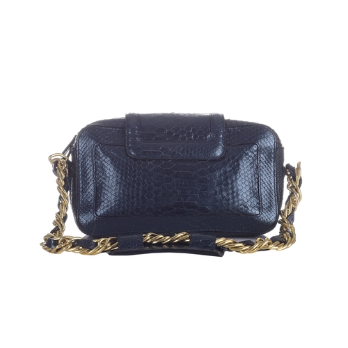 281 - Anya Hindmarch, a snakeskin handbag, featuring a metallic blue snakeskin exterior, with polished gol... 