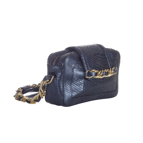 281 - Anya Hindmarch, a snakeskin handbag, featuring a metallic blue snakeskin exterior, with polished gol... 