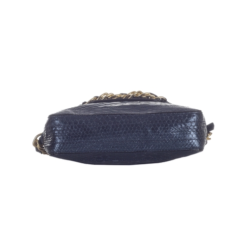 281 - Anya Hindmarch, a snakeskin handbag, featuring a metallic blue snakeskin exterior, with polished gol... 