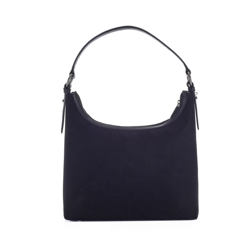 285 - Aquascutum, a black hobo handbag, featuring a black nubuck exterior with a smooth black leather base... 