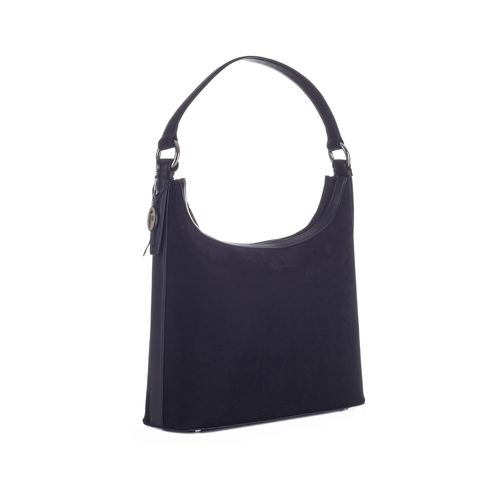 285 - Aquascutum, a black hobo handbag, featuring a black nubuck exterior with a smooth black leather base... 