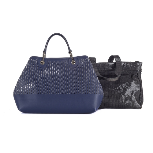 287 - Armani, two handbags, to include a MyEA blue faux leather bag by Emporio Armani, together with a gre... 