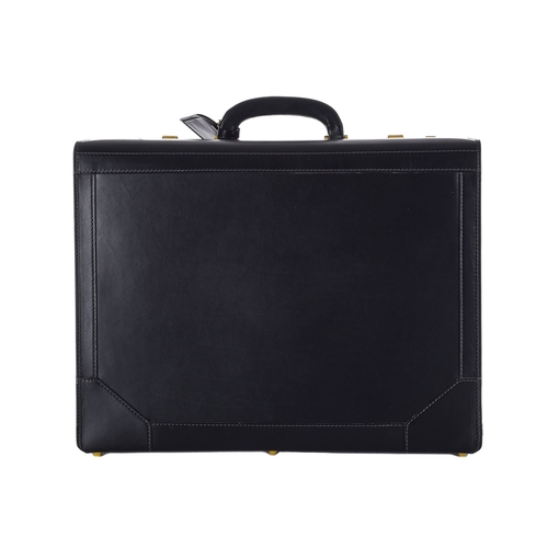 289 - Asprey, a large black leather executive briefcase, crafted from smooth black leather, featuring a si... 