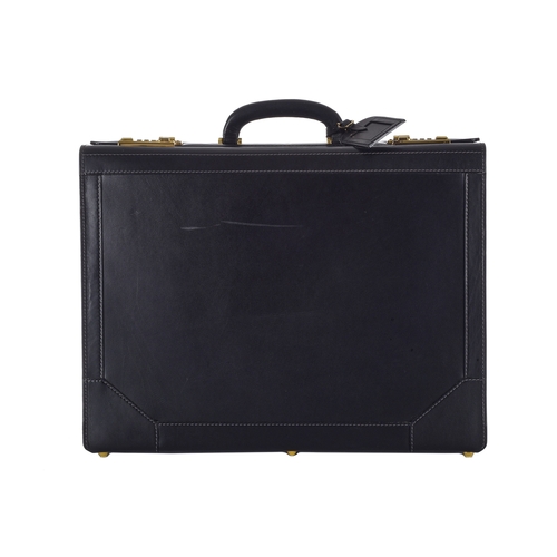 289 - Asprey, a large black leather executive briefcase, crafted from smooth black leather, featuring a si... 