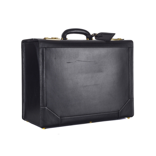 289 - Asprey, a large black leather executive briefcase, crafted from smooth black leather, featuring a si... 