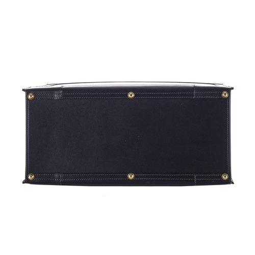 289 - Asprey, a large black leather executive briefcase, crafted from smooth black leather, featuring a si... 