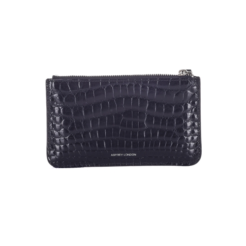 290 - Asprey, a crocodile zip coin purse, crafted from luxurious black crocodile skin, featuring a rear sl... 