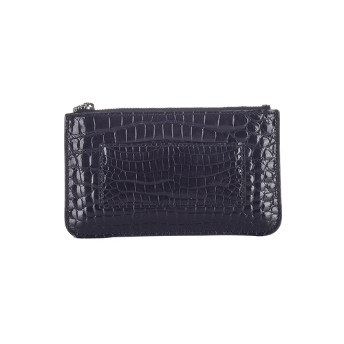 290 - Asprey, a crocodile zip coin purse, crafted from luxurious black crocodile skin, featuring a rear sl... 