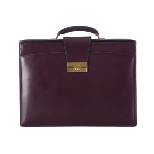 291 - Bally, a Bordeaux leather briefcase, crafted from smooth burgundy leather, with brushed gold-tone ha... 