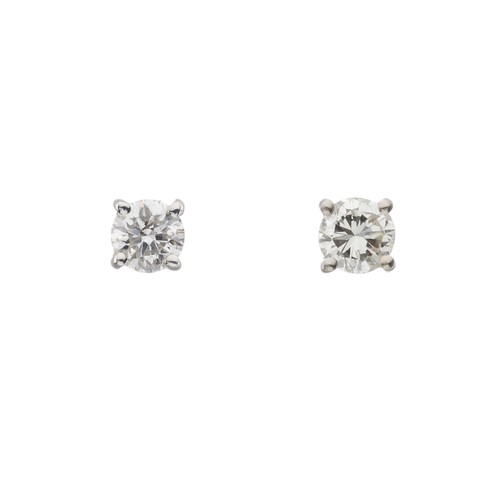 30 - A pair of 18ct gold brilliant-cut diamond single-stone stud earrings, estimated total diamond weight... 