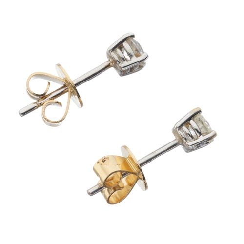 30 - A pair of 18ct gold brilliant-cut diamond single-stone stud earrings, estimated total diamond weight... 