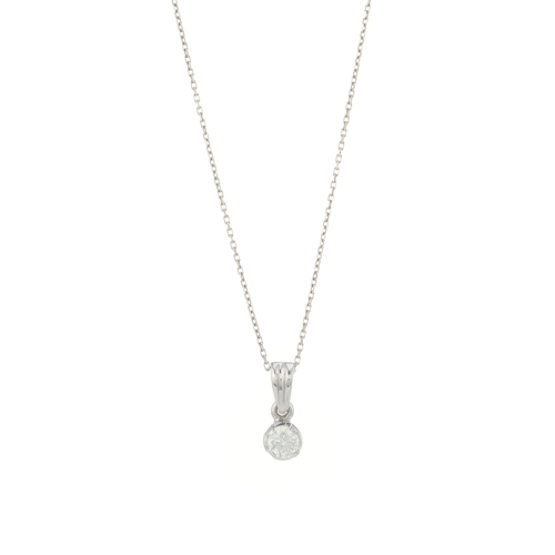 31 - An 18ct gold brilliant-cut diamond single-stone pendant, with 14ct gold trace-link chain, diamond we... 