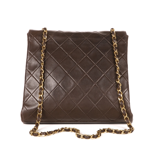 320 - Chanel, a vintage Single Flap handbag, designed with a diamond quilted brown lambskin leather exteri... 