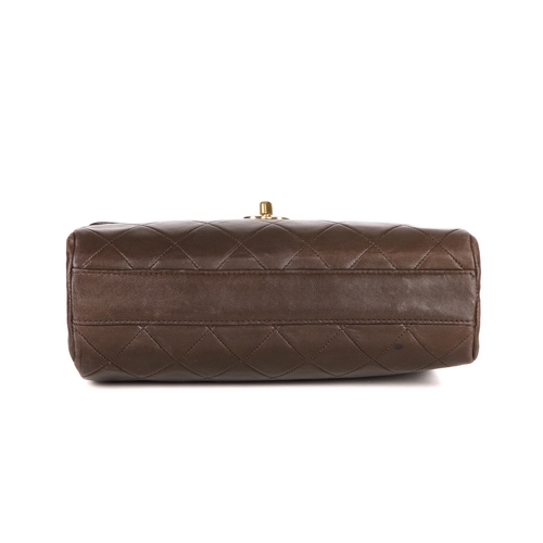 320 - Chanel, a vintage Single Flap handbag, designed with a diamond quilted brown lambskin leather exteri... 