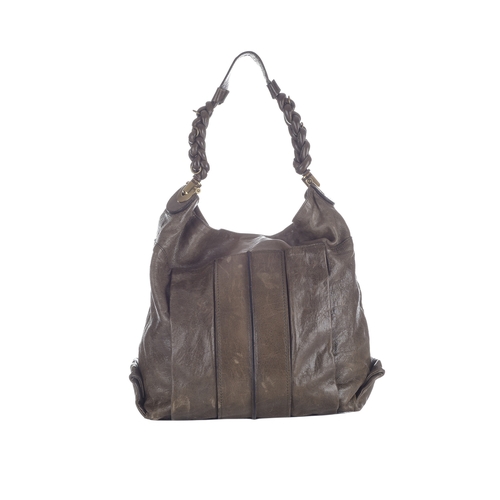 336 - Chloe, a large Heloise hobo handbag, designed with a glossy khaki green panelled leather exterior, f... 