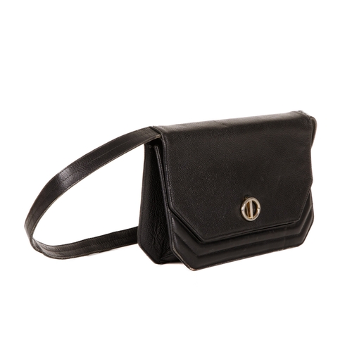 340 - Christian Dior, a vintage handbag, crafted from black leather, featuring a flap closure and leather ... 