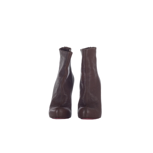 349 - Christian Louboutin, a pair of unworn Ariella Talon ankle boots, crafted from grained brown calf lea... 