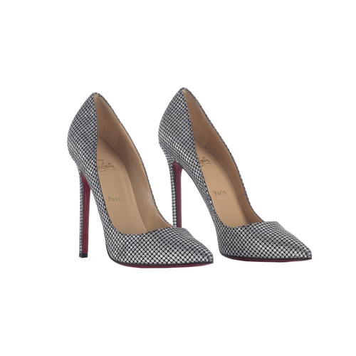 351 - Christian Louboutin, a pair of unworn Pigalle 120 stiletto heels, designed with black and silver omi... 