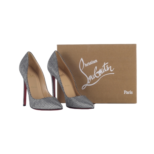 351 - Christian Louboutin, a pair of unworn Pigalle 120 stiletto heels, designed with black and silver omi... 