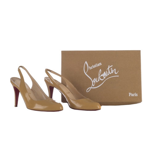 353 - Christian Louboutin, a pair of O My Sling heeled pumps, designed with smooth beige leather uppers an... 