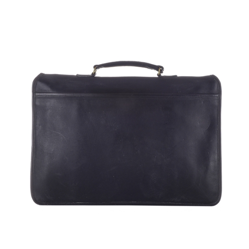 354 - Coach, a vintage soft black leather briefcase, crafted from smooth black cowhide leather, with brush... 