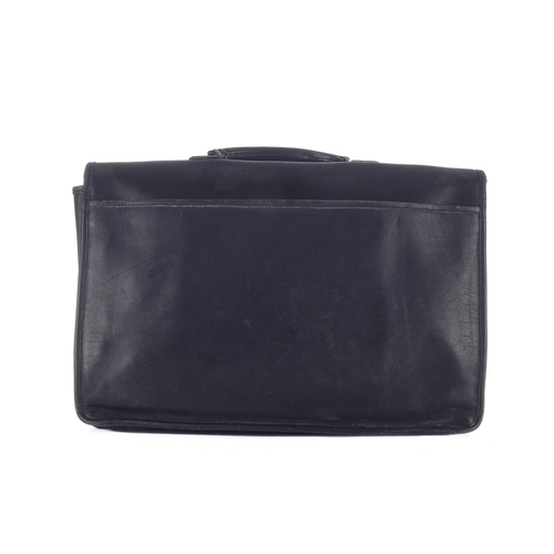 355 - Coach, a vintage soft black leather briefcase, crafted from smooth black cowhide leather, with brush... 