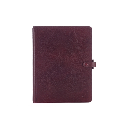 358 - Deskfax Filofax, a vintage Bordeaux leather planner w/ inserts, crafted from grained burgundy calf l... 