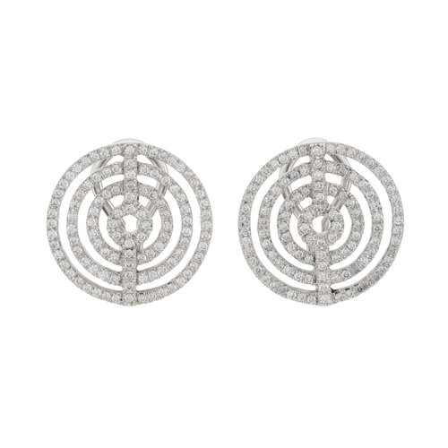 36 - A pair of 18ct gold brilliant-cut diamond target earrings, estimated total diamond weight 1.10ct, I-... 