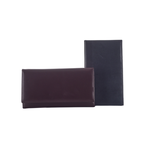 363 - Ettinger London, two bridle leather wallets, to include a large brown flap-over purse clutch, featur... 