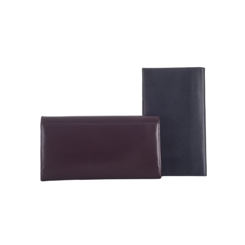 363 - Ettinger London, two bridle leather wallets, to include a large brown flap-over purse clutch, featur... 