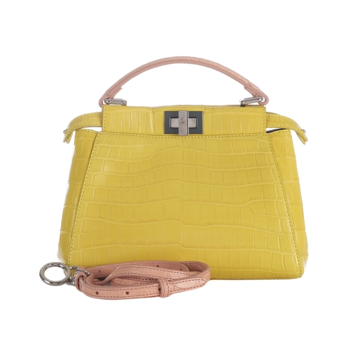 364 - Fendi, a small crocodile Peekaboo handbag, crafted from luxurious yellow crocodile skin, featuring a... 