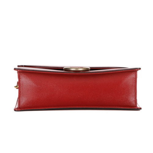 372 - Gucci, a red leather satchel, featuring an adjustable leather shoulder strap, magnetic flap closure ... 