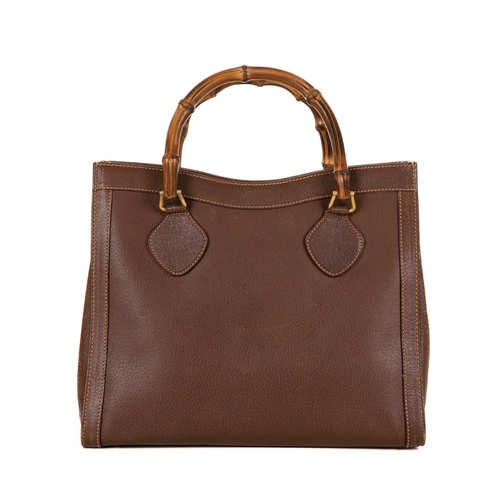 375 - Gucci, a large vintage Diana Bamboo tote, crafted from grained brown leather, featuring rigid loopin... 