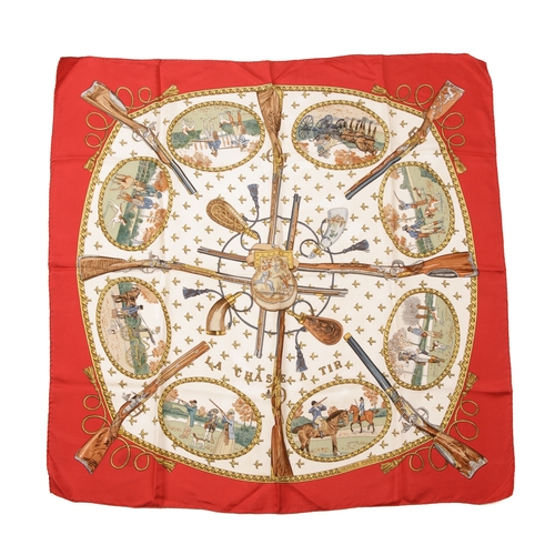 395 - Hermes, a La Chasse A Tir silk scarf, designed by Philippe Ledoux, originally issued in 1971, depict... 