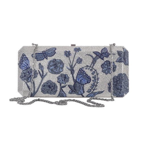 397 - Judith Leiber, a couture crystal Blue Garden minaudiÃ¨re clutch, featuring a crystal embellished ext... 