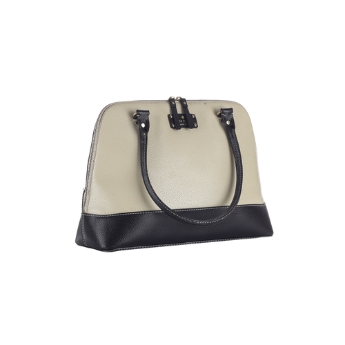 398 - Kate Spade, a large Wellesley Rachelle handbag, crafted from pebbled cream leather with black leathe... 