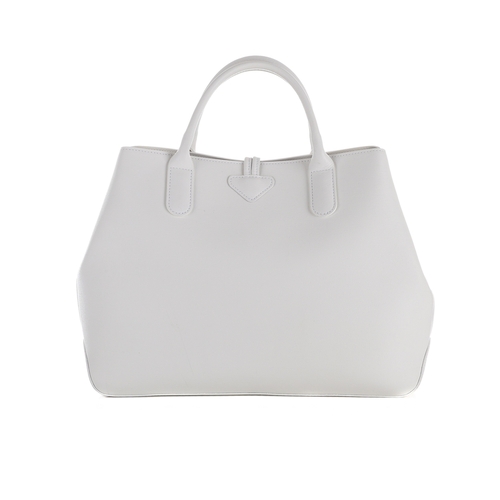 403 - Longchamp, a Roseau Sakura floral handbag, designed with a white coated canvas exterior, featuring b... 