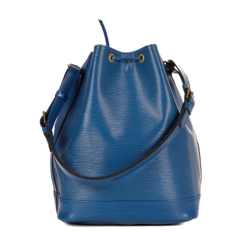 407 - Louis Vuitton, a blue epi Noe GM handbag, crafted from textured blue epi leather with smooth leather... 