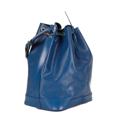 407 - Louis Vuitton, a blue epi Noe GM handbag, crafted from textured blue epi leather with smooth leather... 