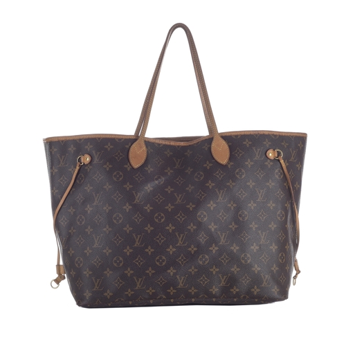 409 - Louis Vuitton, a monogram Neverfull GM handbag, featuring the maker's monogram coated canvas exterio... 