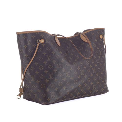 409 - Louis Vuitton, a monogram Neverfull GM handbag, featuring the maker's monogram coated canvas exterio... 