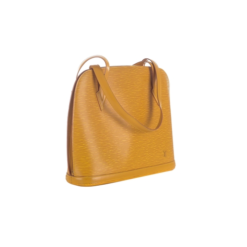 414 - Louis Vuitton, a yellow Lussac handbag, designed with a yellow textured epi leather exterior, featur... 