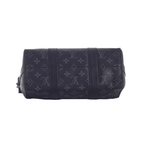 416 - Louis Vuitton, a monogram eclipse reverse Keepall Bandouliere 25 bag, crafted from the maker's monog... 