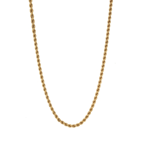 42 - An 18ct gold rope-twist necklace, with box clasp, length 75.5cm, 30.8g