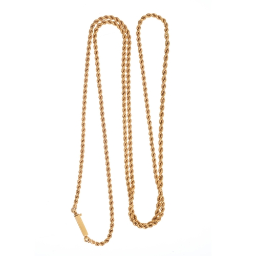 42 - An 18ct gold rope-twist necklace, with box clasp, length 75.5cm, 30.8g