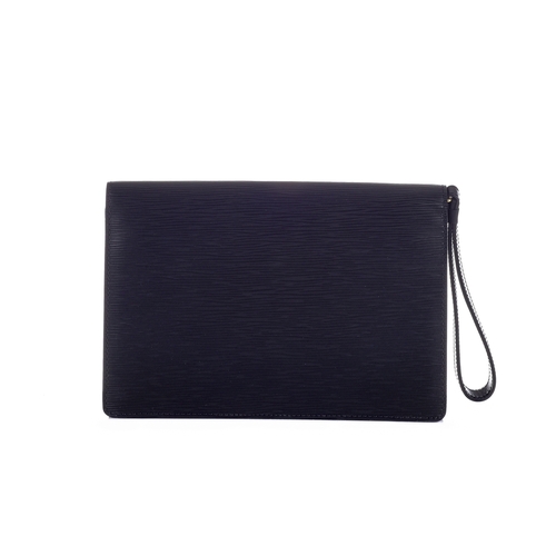 421 - Louis Vuitton, a black epi Pochette Sellier Dragonne clutch, featuring a black textured epi leather ... 